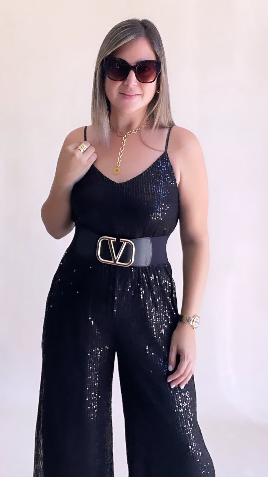 Black Sequin Jumpsuit