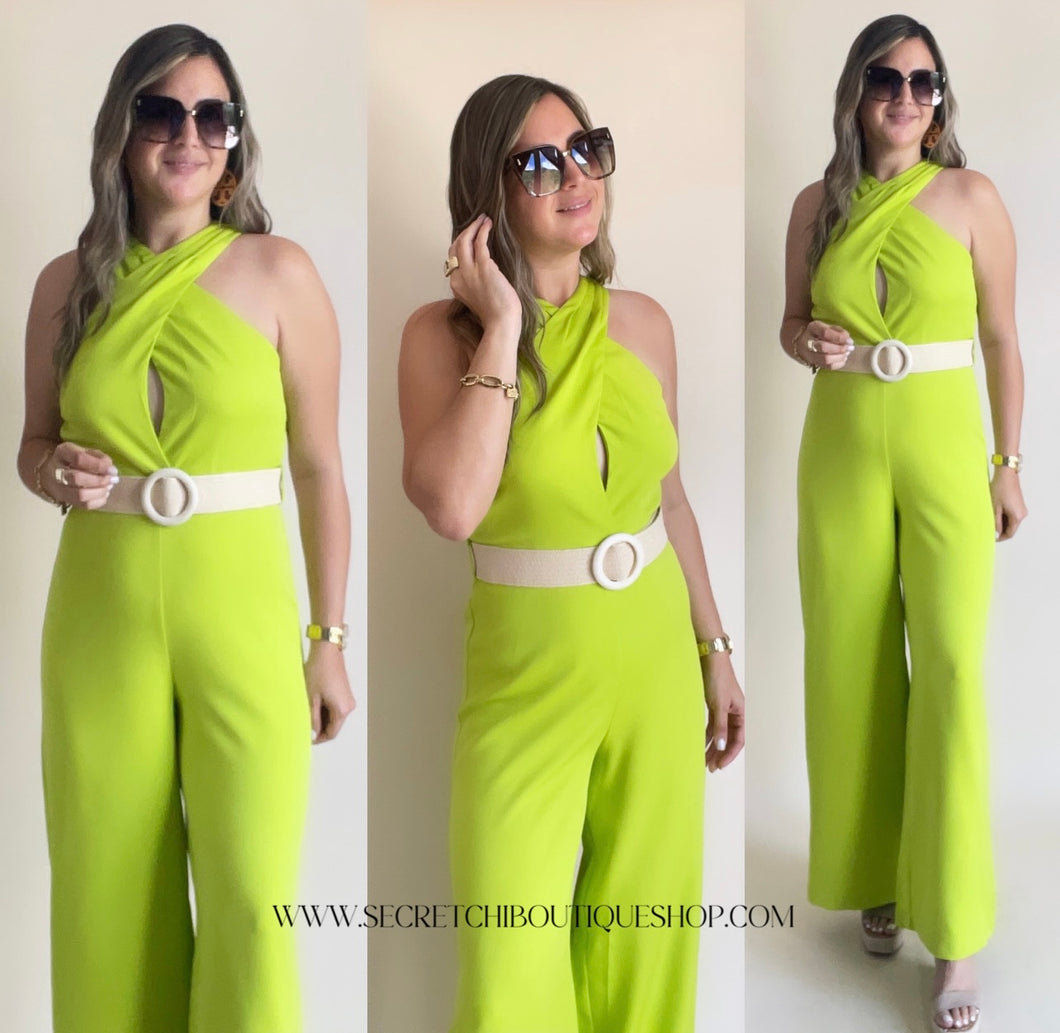 Lime Halter Jumpsuit