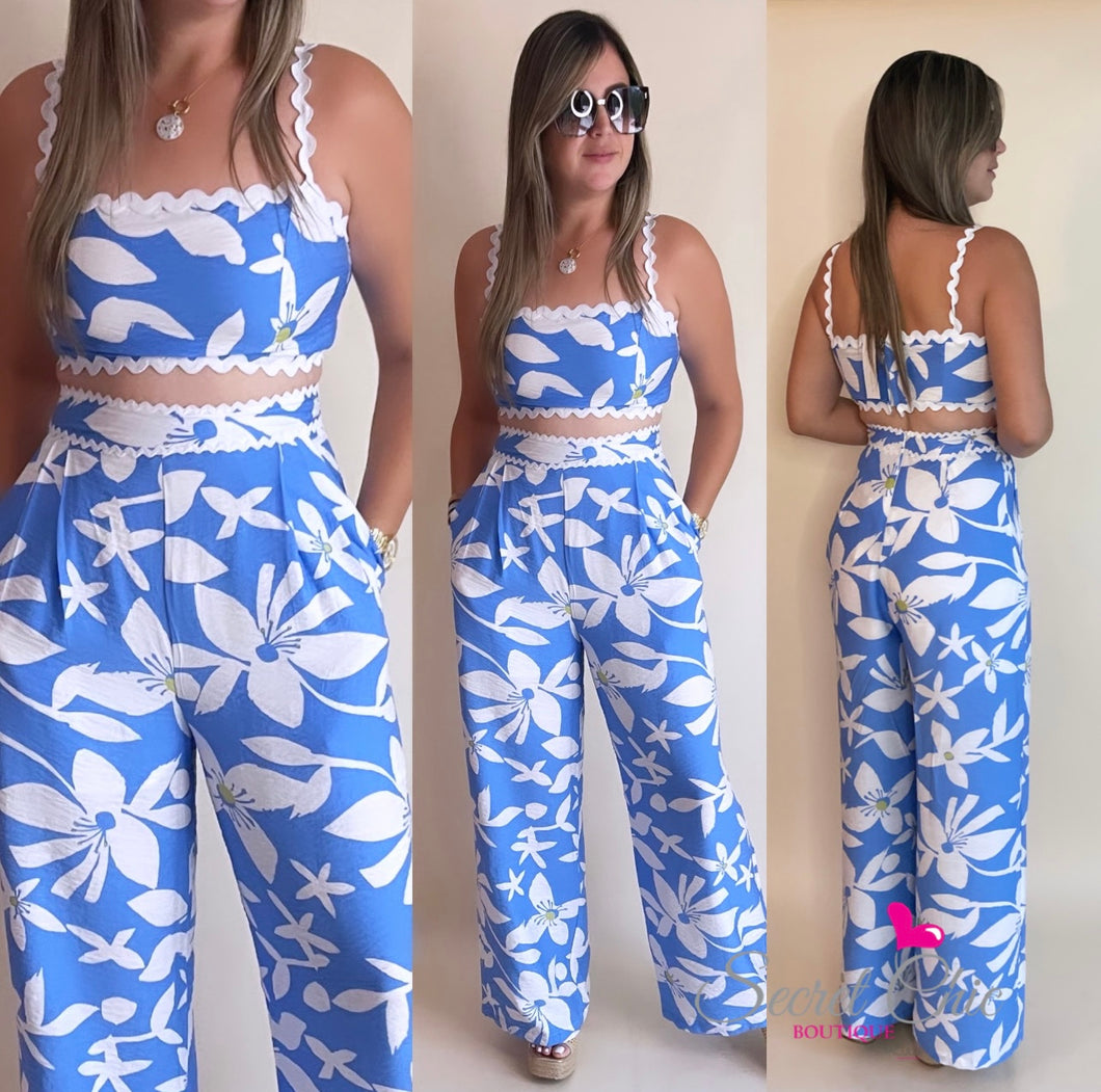 Blue Crop Top Set