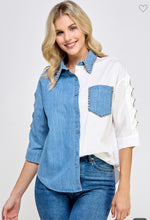 Cargar imagen en el visor de la galería, Virgina/ Denim/White Blouse
