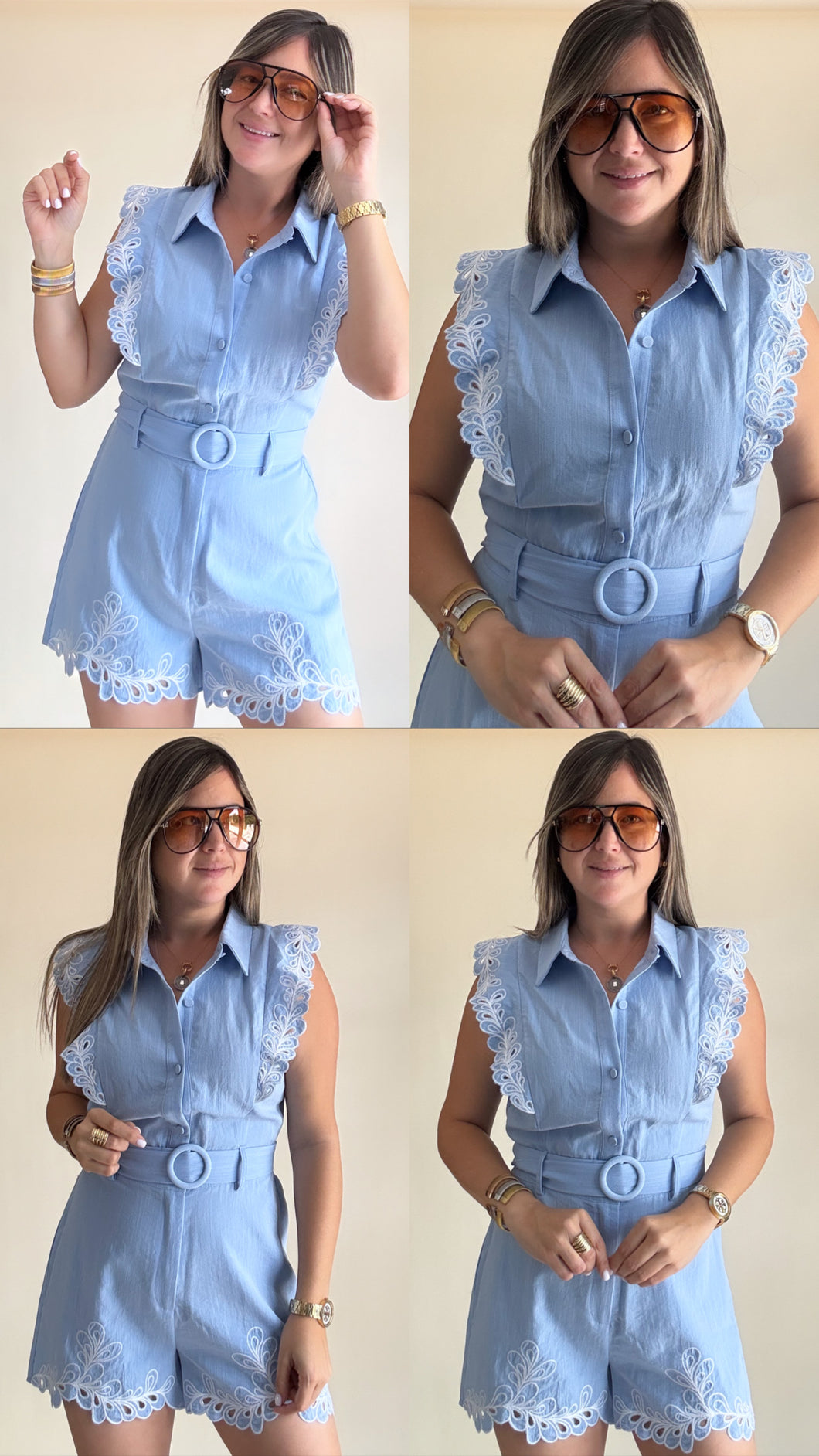 LT Blue Detail Romper
