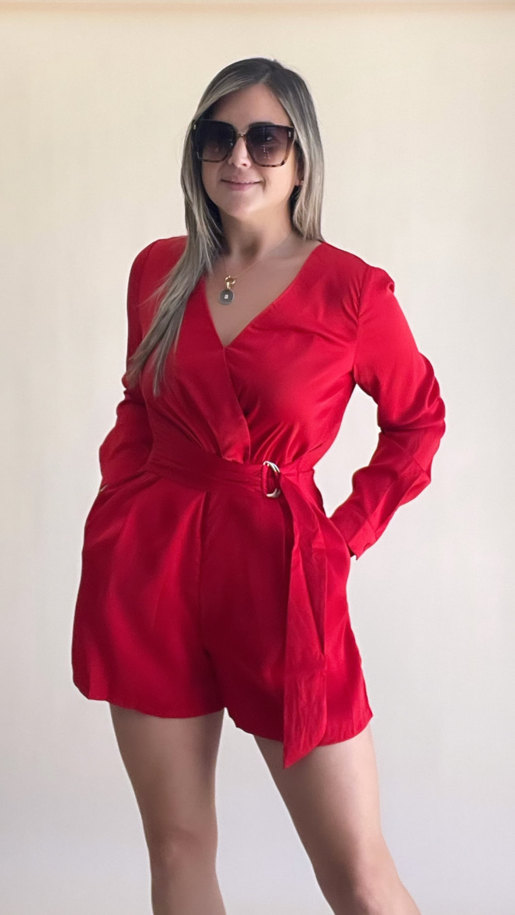 Red Satin Romper