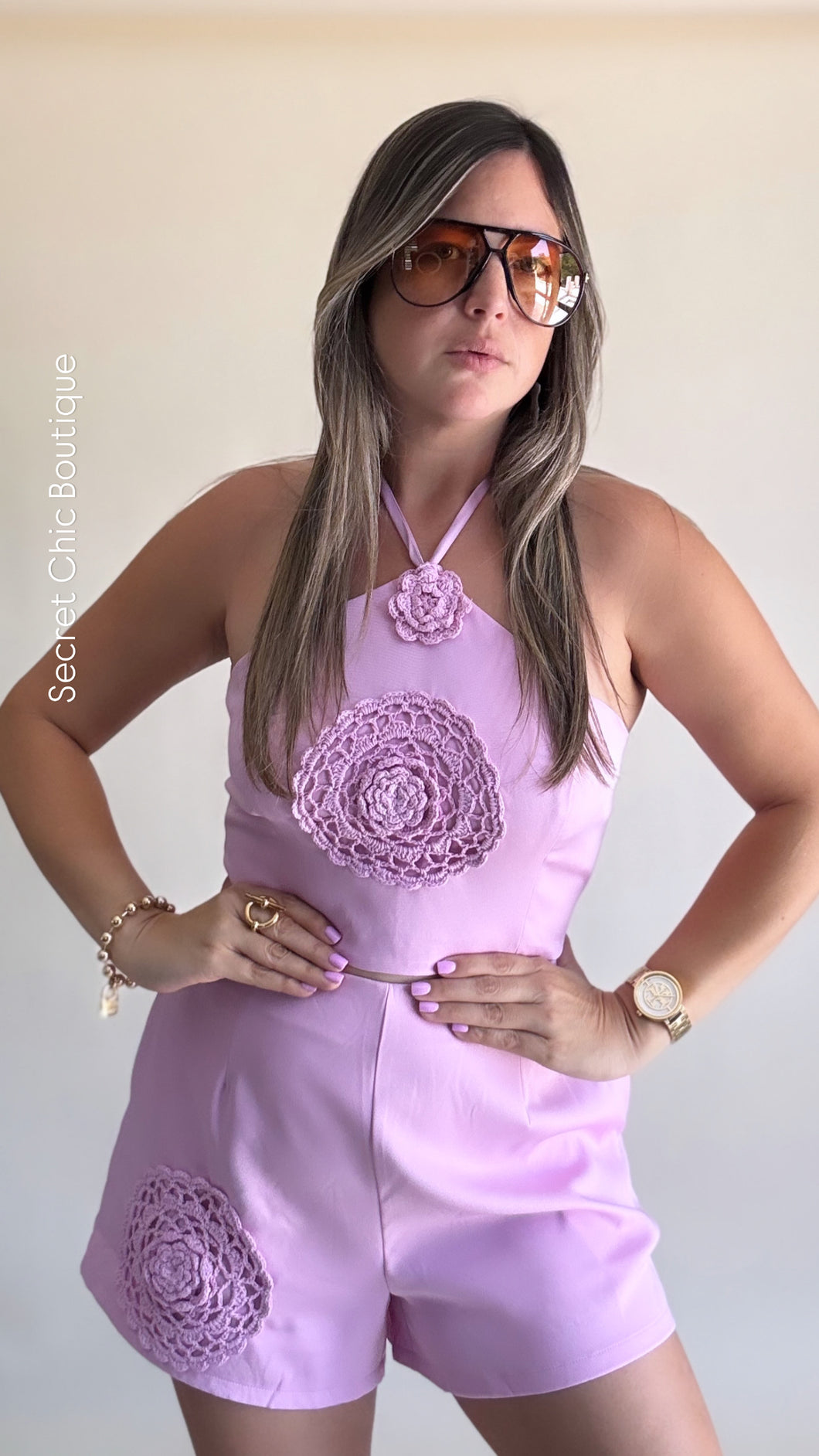 Crochet Flower Pink Set