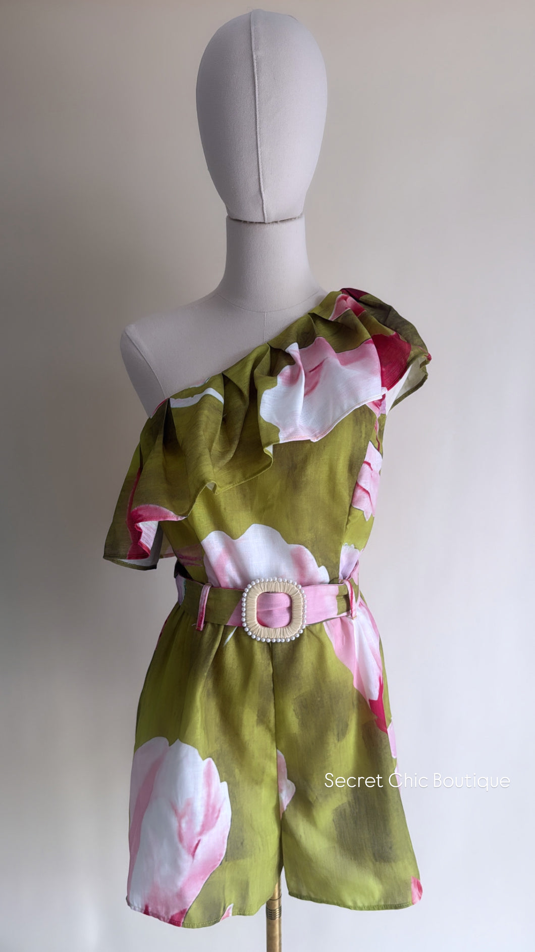 One Shoulder Ruffle Romper