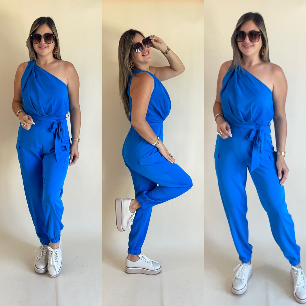 Blue Jumpsuit offShoulder