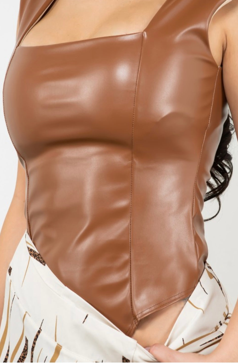 Leather Brown Bodysuit